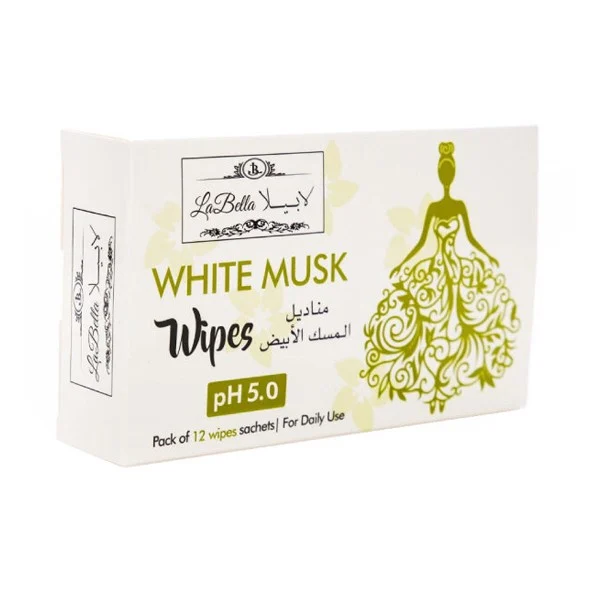 La Bella White Musk Feminine Wipes 12 Wipes - New