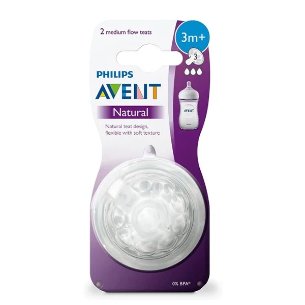 Philips Avent Natural Nipple 3m+ 2X