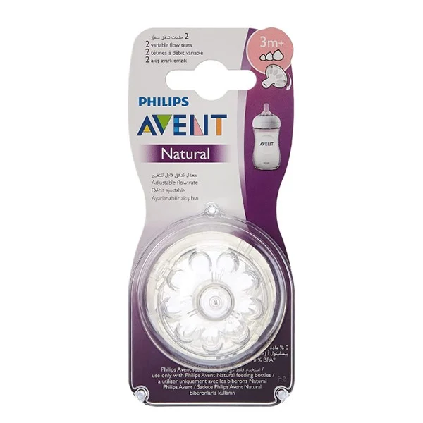 Philips Avent Natural Nipple Variable Flow 3m+ 2X