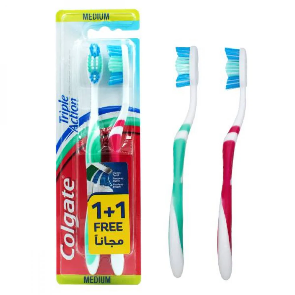 Colgate Tri-Action Medium Toothbrush 1+1 Free