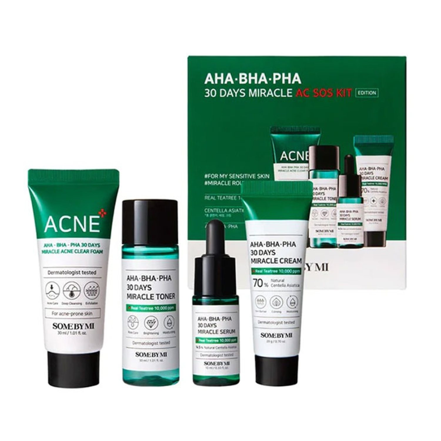 SOME BY MI AHA-BHA-PHA 30 DAYS MIRACLE AC S.O.S KIT (Foam Cleanser 30ml, Toner 3