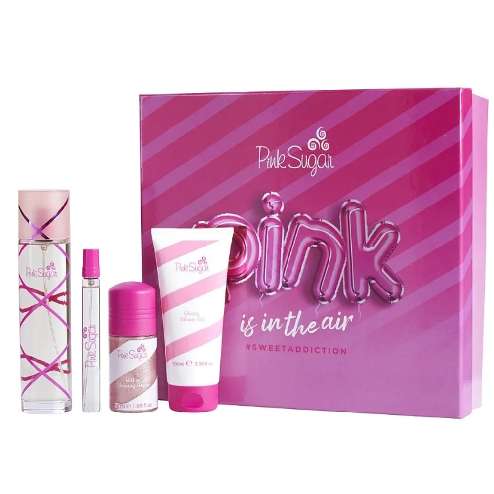 AQUOLINA PINK SUGAR PINK IS IN THE AIR (W) SET EDT 100ML + SHIMMERING ROLL-ON 50
