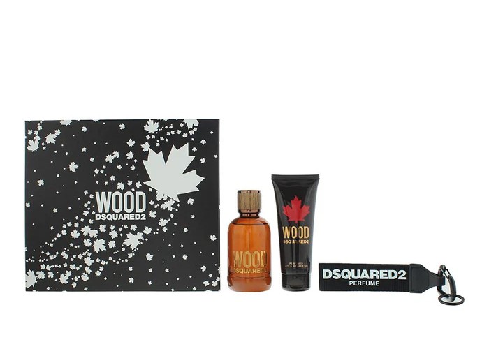 DSQUARED2 WOOD (M) SET EDT 100ML + B & SG 100ML + BLACK KEY RING