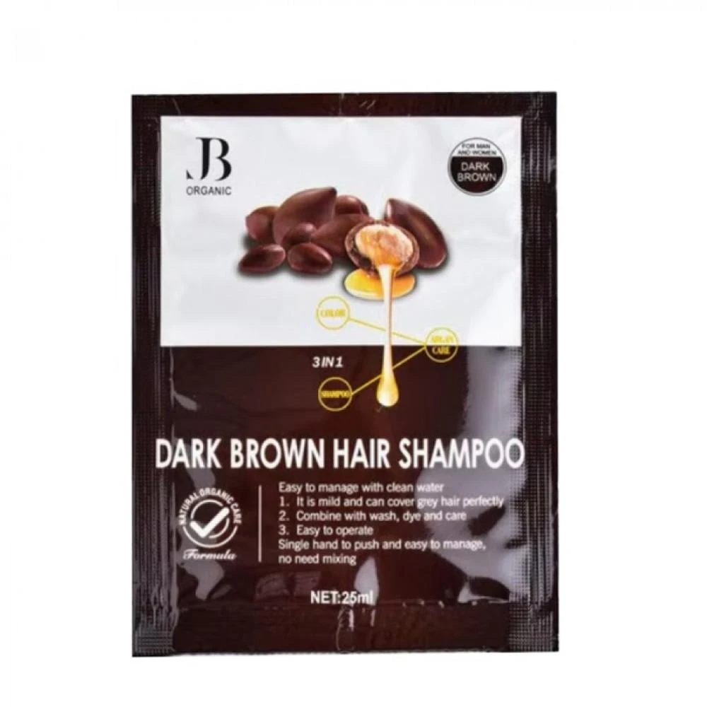 شامبو صبغة الشيب بزيت الارغان من جي بي 3 في1 25 مل - بني غامق