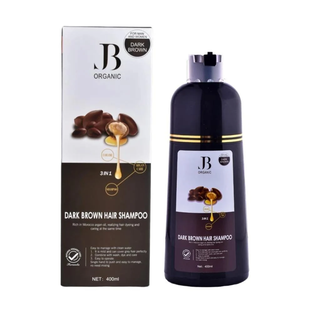 شامبو صبغة الشيب بزيت الارغان من جي بي 3 في1 400 مل - بني غامق